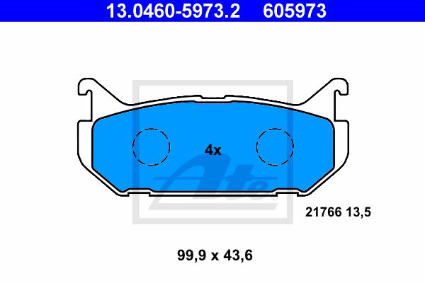 ATE Комплект тормозных колодок, дисковый тормоз 13.0460-5973.2