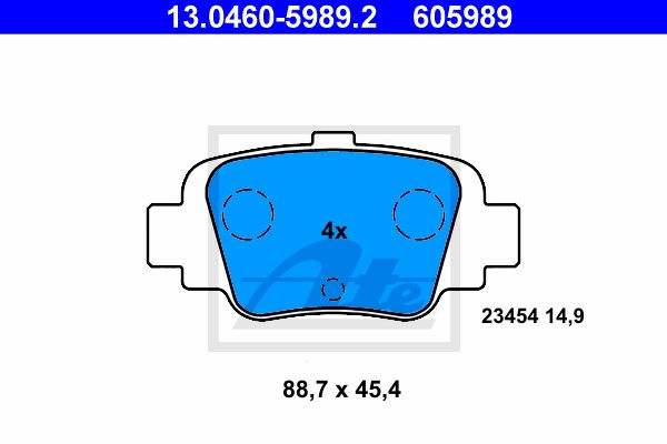 ATE Комплект тормозных колодок, дисковый тормоз 13.0460-5989.2
