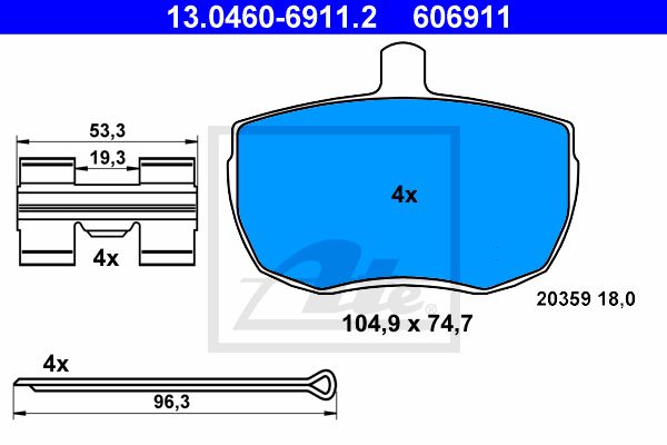 ATE Комплект тормозных колодок, дисковый тормоз 13.0460-6911.2