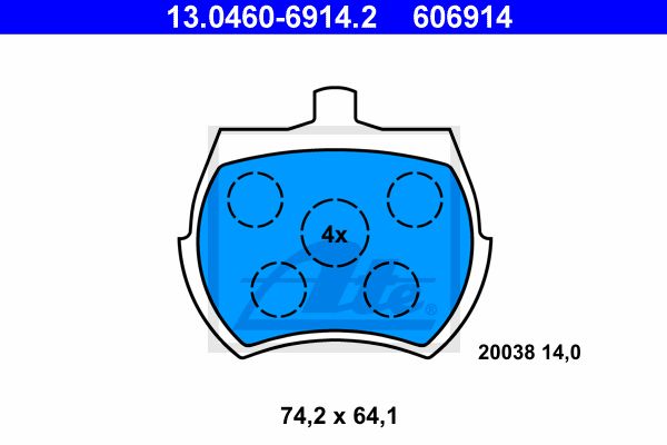 ATE Комплект тормозных колодок, дисковый тормоз 13.0460-6914.2