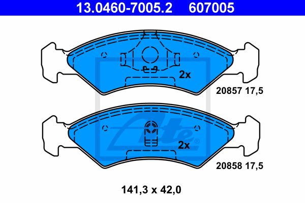 ATE Комплект тормозных колодок, дисковый тормоз 13.0460-7005.2
