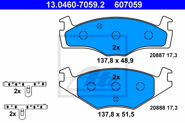 ATE Комплект тормозных колодок, дисковый тормоз 13.0460-7059.2