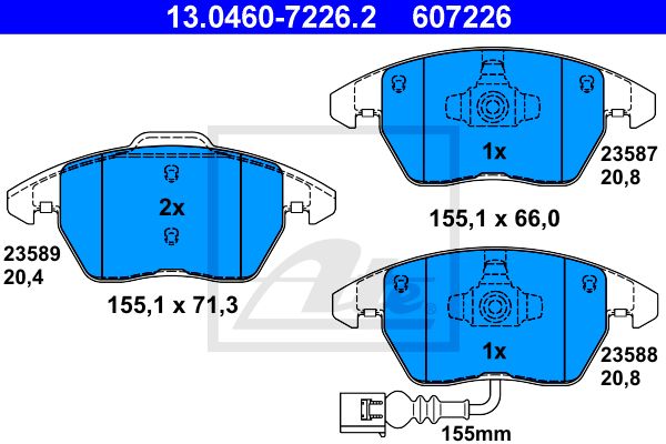 ATE Комплект тормозных колодок, дисковый тормоз 13.0460-7226.2