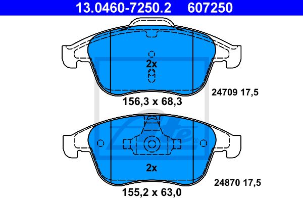 ATE Комплект тормозных колодок, дисковый тормоз 13.0460-7250.2