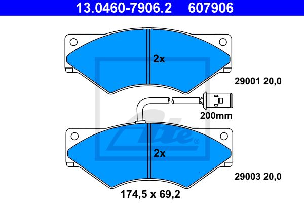 ATE Комплект тормозных колодок, дисковый тормоз 13.0460-7906.2