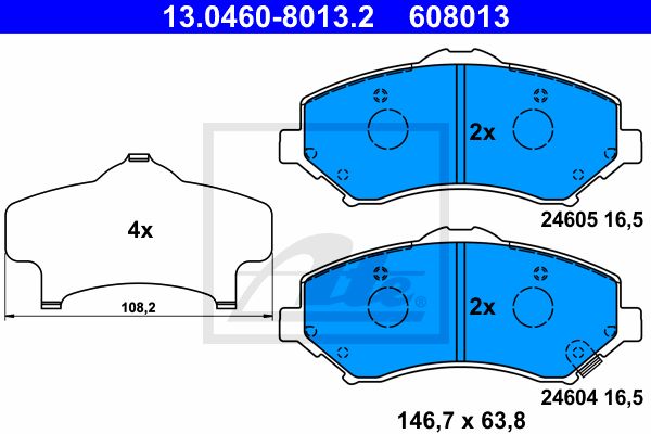 ATE Комплект тормозных колодок, дисковый тормоз 13.0460-8013.2