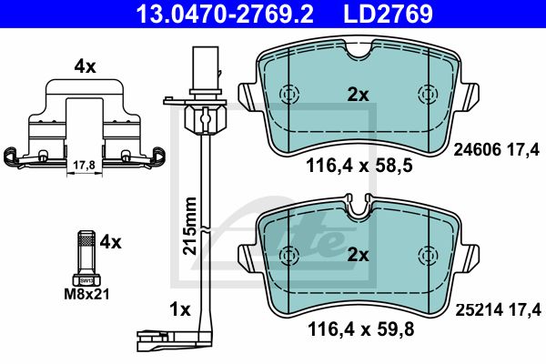 ATE Комплект тормозных колодок, дисковый тормоз 13.0470-2769.2