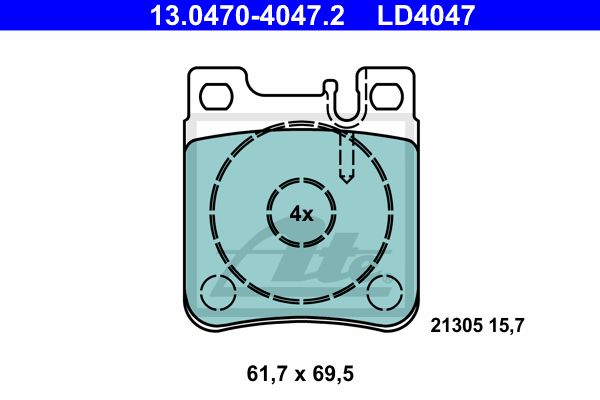 ATE Комплект тормозных колодок, дисковый тормоз 13.0470-4047.2