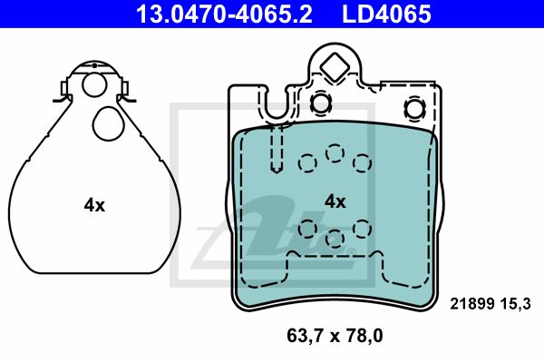 ATE Комплект тормозных колодок, дисковый тормоз 13.0470-4065.2