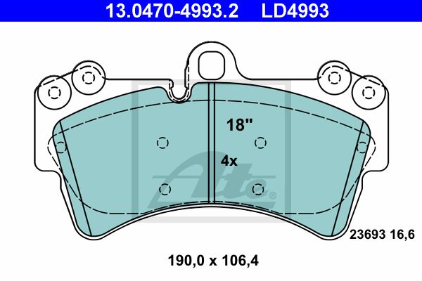 ATE Комплект тормозных колодок, дисковый тормоз 13.0470-4993.2