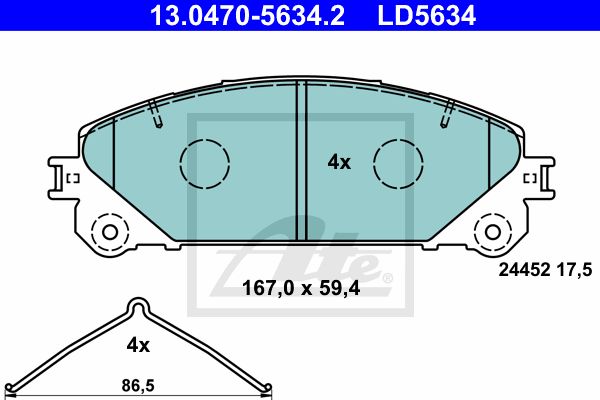 ATE Комплект тормозных колодок, дисковый тормоз 13.0470-5634.2