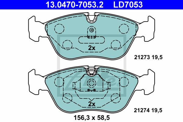 ATE Комплект тормозных колодок, дисковый тормоз 13.0470-7053.2