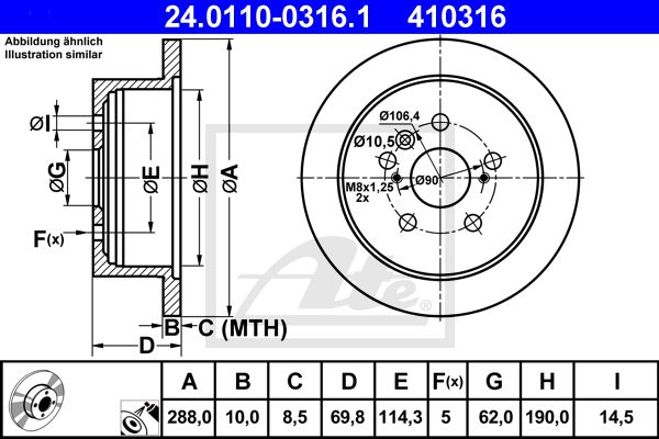 ATE Bremžu diski 24.0110-0316.1