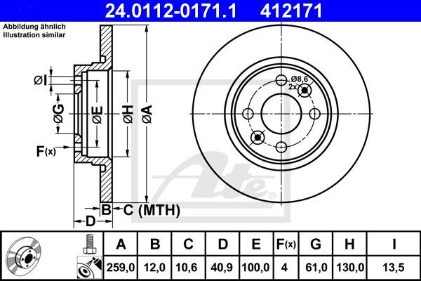 ATE Тормозной диск 24.0112-0171.1
