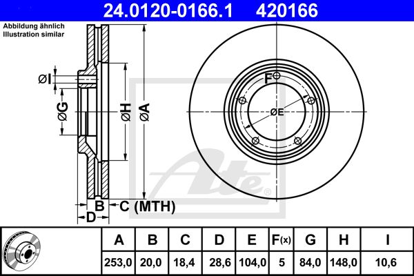 ATE Bremžu diski 24.0120-0166.1