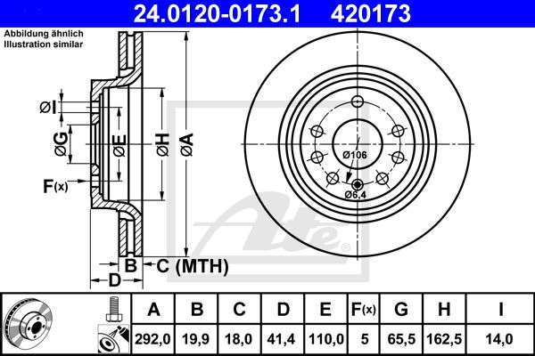 ATE Тормозной диск 24.0120-0173.1