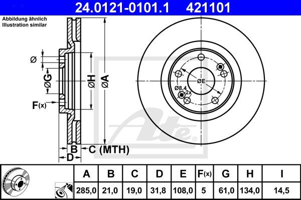 ATE Bremžu diski 24.0121-0101.1