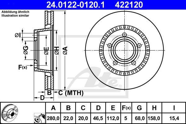 ATE Тормозной диск 24.0122-0120.1