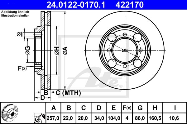 ATE Тормозной диск 24.0122-0170.1