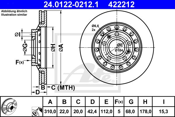 ATE Тормозной диск 24.0122-0212.1