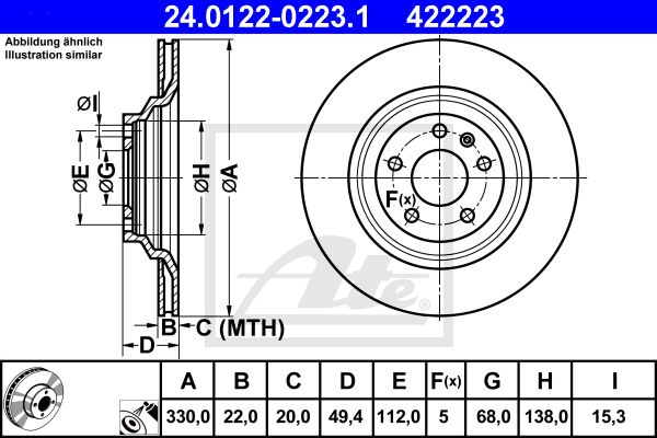 ATE Тормозной диск 24.0122-0223.1