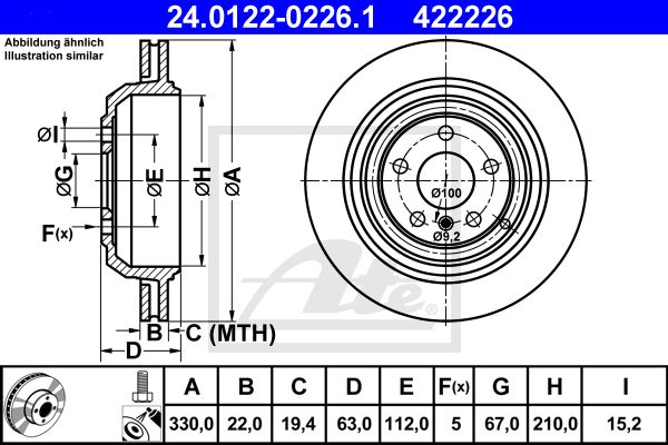ATE Тормозной диск 24.0122-0226.1