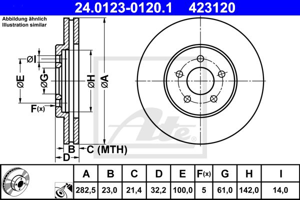 ATE Bremžu diski 24.0123-0120.1