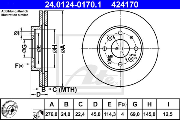 ATE Тормозной диск 24.0124-0170.1