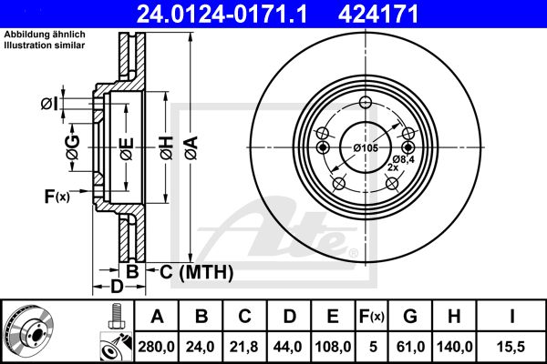 ATE Тормозной диск 24.0124-0171.1