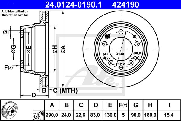 ATE Bremžu diski 24.0124-0190.1