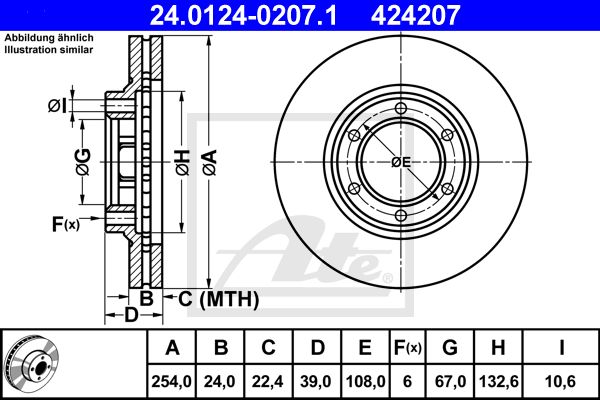 ATE Bremžu diski 24.0124-0207.1