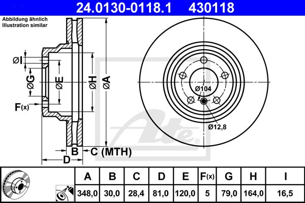 ATE Bremžu diski 24.0130-0118.1