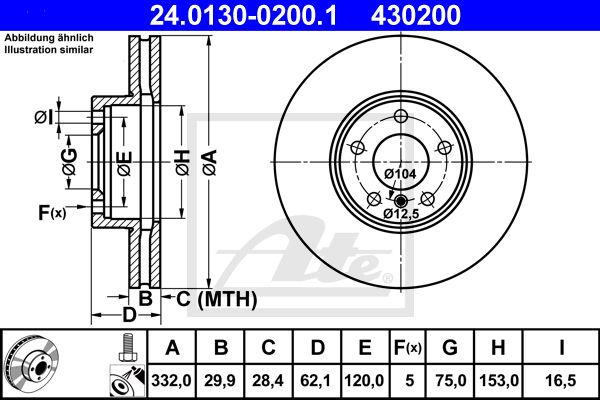 ATE Тормозной диск 24.0130-0200.1