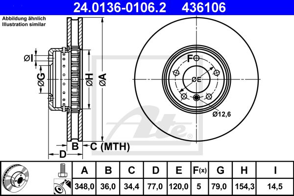 ATE Bremžu diski 24.0136-0106.2