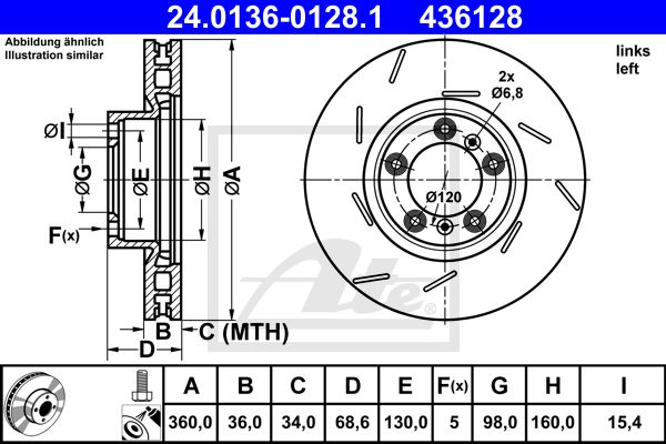 ATE Bremžu diski 24.0136-0128.1