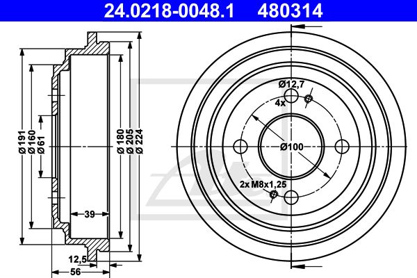 ATE Тормозной барабан 24.0218-0048.1
