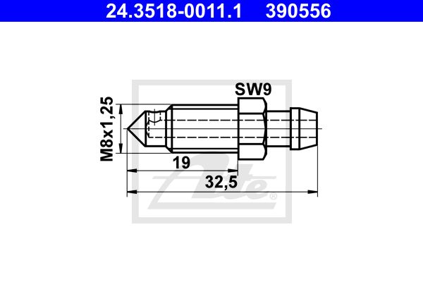 ATE Gaisa vārsta/-ventiļa skrūve 24.3518-0011.1
