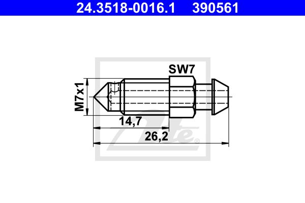 ATE Gaisa vārsta/-ventiļa skrūve 24.3518-0016.1