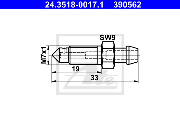 ATE Gaisa vārsta/-ventiļa skrūve 24.3518-0017.1