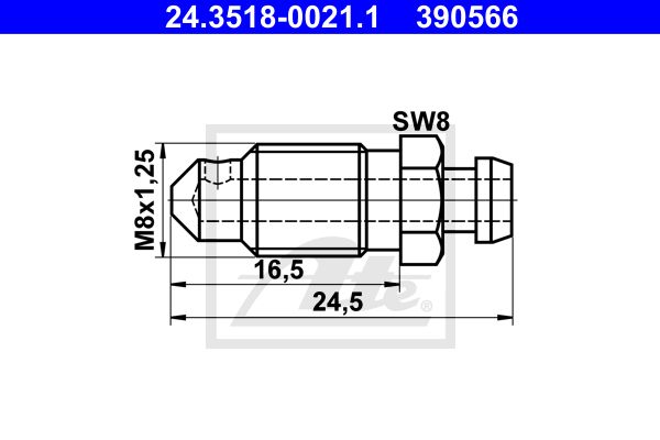 ATE Gaisa vārsta/-ventiļa skrūve 24.3518-0021.1