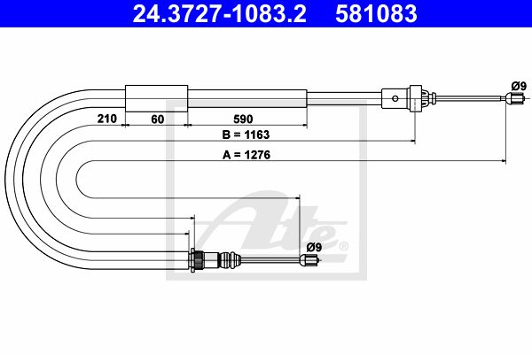 ATE Тросик, cтояночный тормоз 24.3727-1083.2