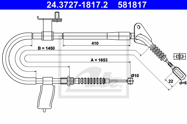 ATE Тросик, cтояночный тормоз 24.3727-1817.2