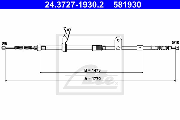 ATE Тросик, cтояночный тормоз 24.3727-1930.2