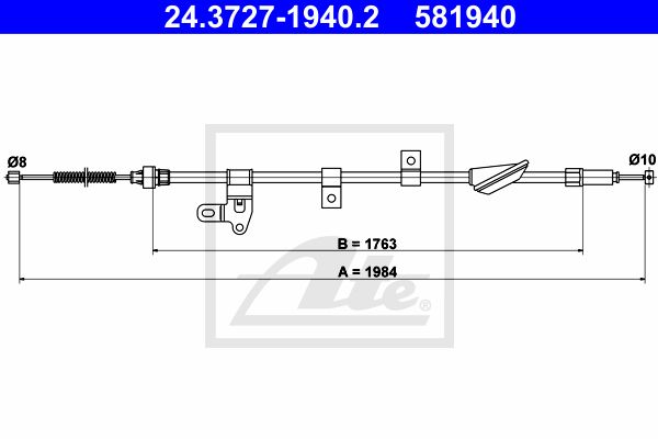 ATE Тросик, cтояночный тормоз 24.3727-1940.2
