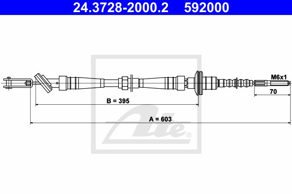ATE Трос, управление сцеплением 24.3728-2000.2