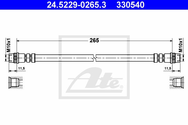 ATE Bremžu šļūtene 24.5229-0265.3