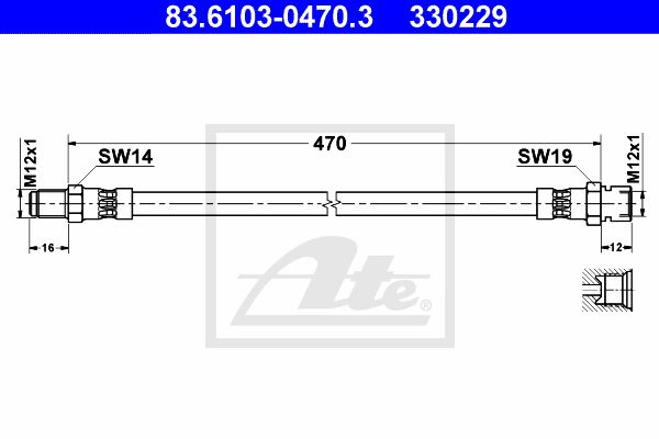 ATE Bremžu šļūtene 83.6103-0470.3