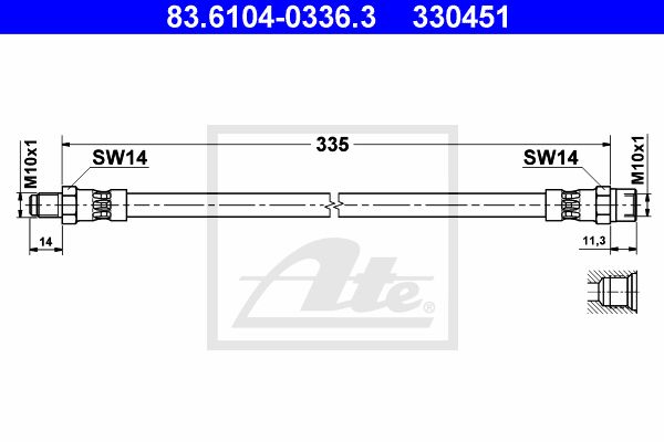 ATE Bremžu šļūtene 83.6104-0336.3