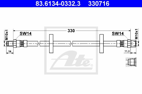 ATE Bremžu šļūtene 83.6134-0332.3