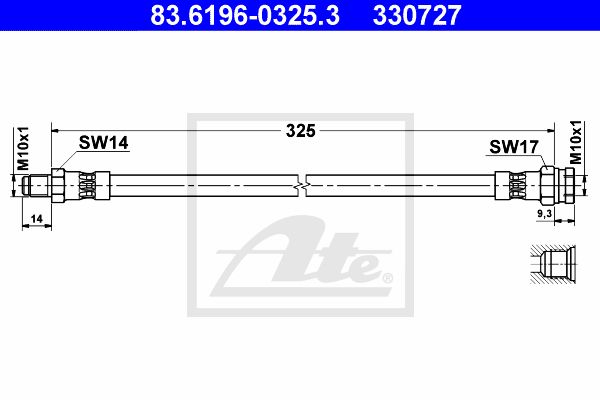 ATE Bremžu šļūtene 83.6196-0325.3